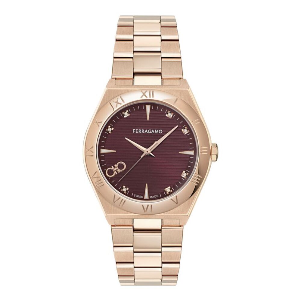 Ferragamo Vega Upper East Diamond Watch Rose Gold Mens
